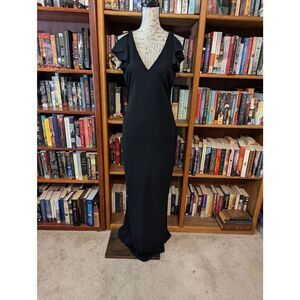 Vintage Jessica Mclintlock Women’s 8 Black Glam Sleeveless Maxi Dress Gown